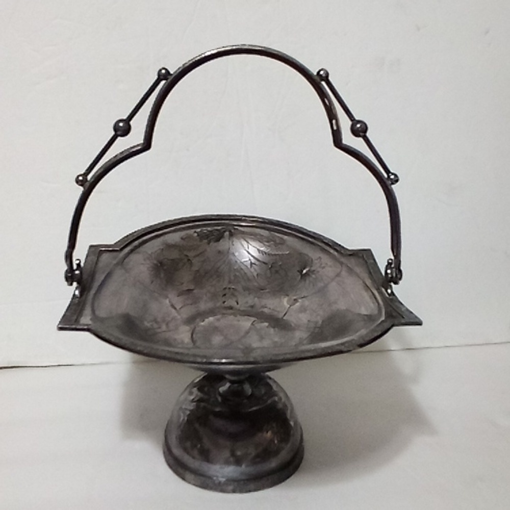 Wilcox Silverplated Footed Basket with Handle